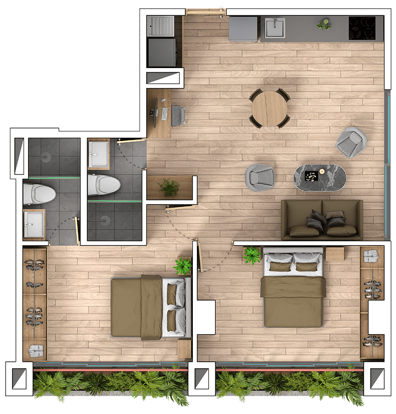 Planta Macarena 2 Hab